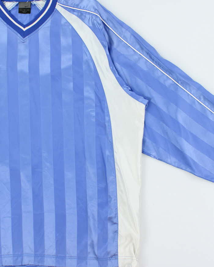 Vintage Y2K 2002 Nike Striped Soft Shell Big Swoosh Adjustable Pullover Football Jersey - XL