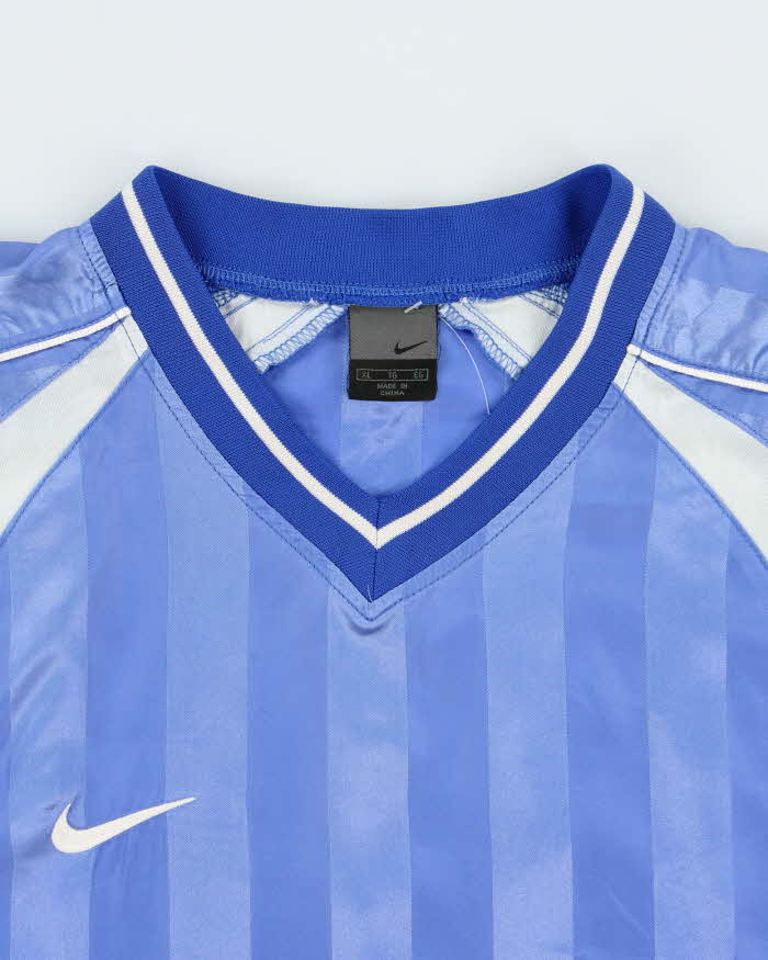 Vintage Y2K 2002 Nike Striped Soft Shell Big Swoosh Adjustable Pullover Football Jersey - XL
