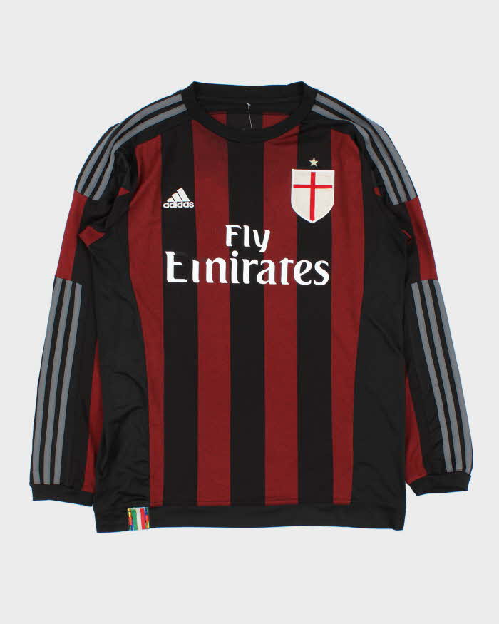 Vintage 2015-16 Adidas AC Milan FC Long Sleeve Home Shirt - L