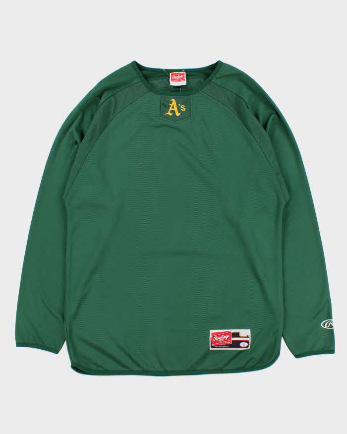 Vintage Y2K 00s Rawlings Oakland A's Thermal Long Sleeve Baseball Jersey - S