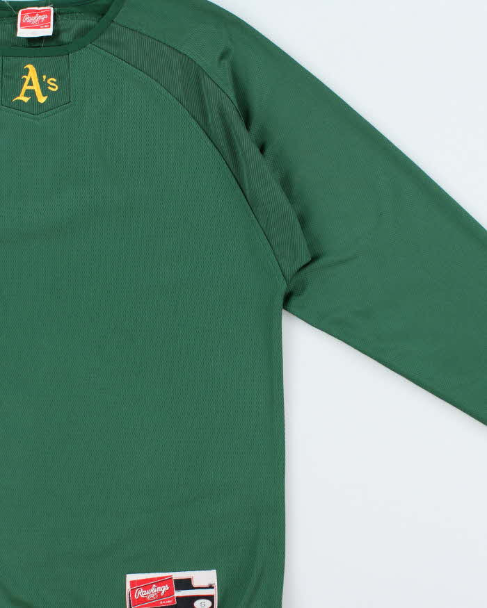 Vintage Y2K 00s Rawlings Oakland A's Thermal Long Sleeve Baseball Jersey - S