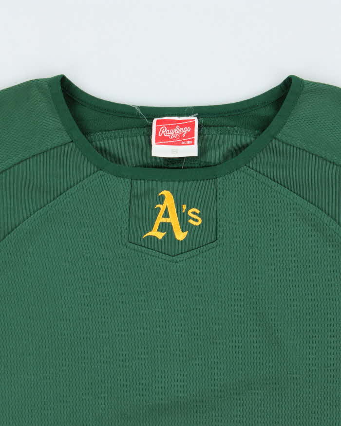 Vintage Y2K 00s Rawlings Oakland A's Thermal Long Sleeve Baseball Jersey - S