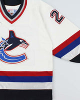 DS Vintage 1998 CCM Vancouver Canucks Signed Martin Gelinas NHL Home Air Knit Jersey - L