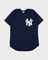 Vintage 1980s New York Yankees Roman Sport Made In USA Mesh V-Neck Jersey - L
