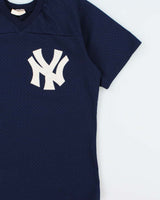 Vintage 1980s New York Yankees Roman Sport Made In USA Mesh V-Neck Jersey - L