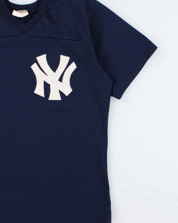 Vintage 1980s New York Yankees Roman Sport Made In USA Mesh V-Neck Jersey - L