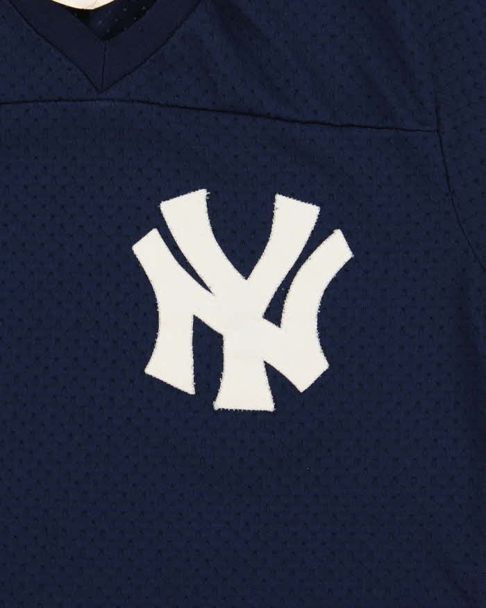 Vintage 1980s New York Yankees Roman Sport Made In USA Mesh V-Neck Jersey - L