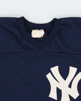 Vintage 1980s New York Yankees Roman Sport Made In USA Mesh V-Neck Jersey - L