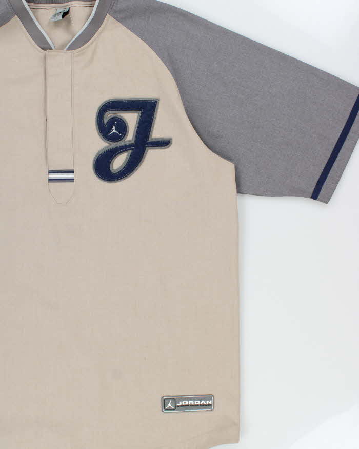 Vintage 2002 Y2K Nike Air Jordan Heavyweight Twill Short Sleeve Baseball Jersey - XXL