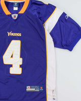 Vintage 2009-10 Reebok Equipment On Field Minnesota Vikings Favre #4 NFL Home Jersey - M
