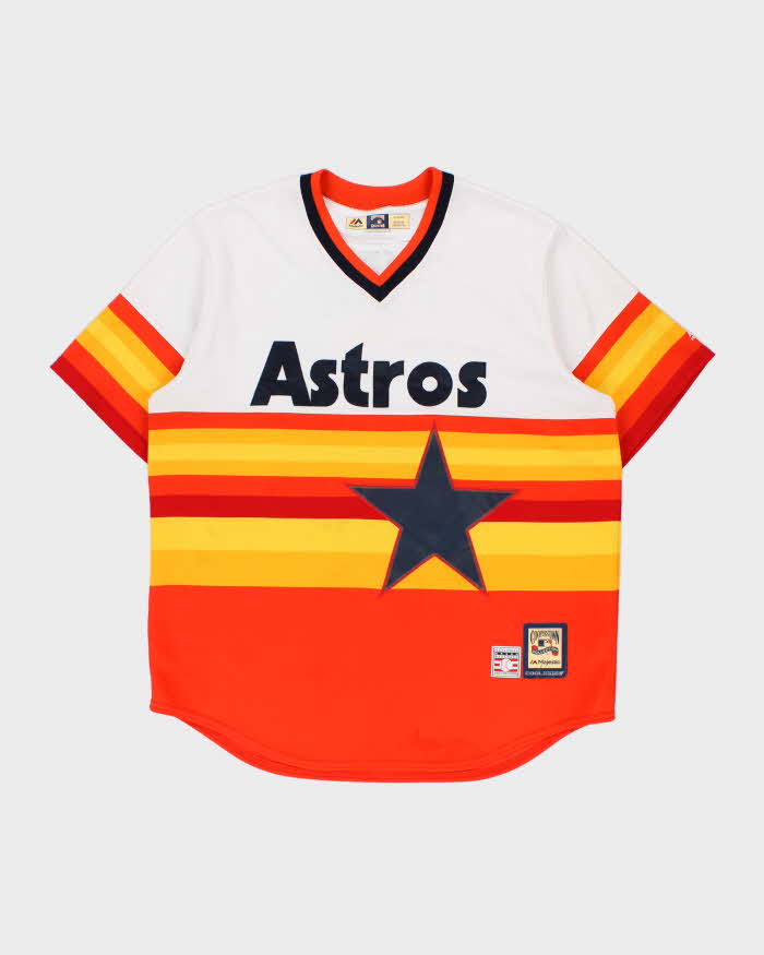 Vintage Majestic Houston Astro's 1980s Nolan Ryan Cooperstown Collection Made In USA Hall Of Fame Baseball Jersey - XL
