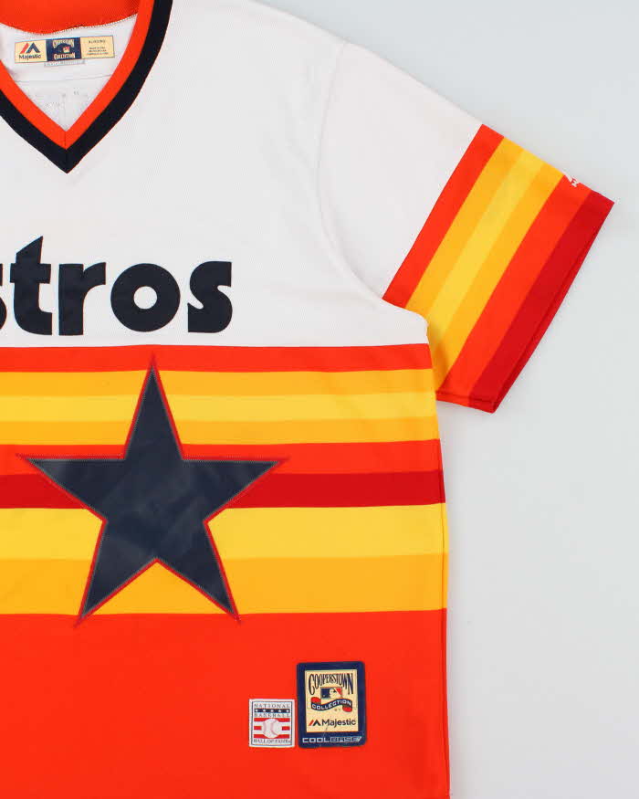 Vintage Majestic Houston Astro's 1980s Nolan Ryan Cooperstown Collection Made In USA Hall Of Fame Baseball Jersey - XL