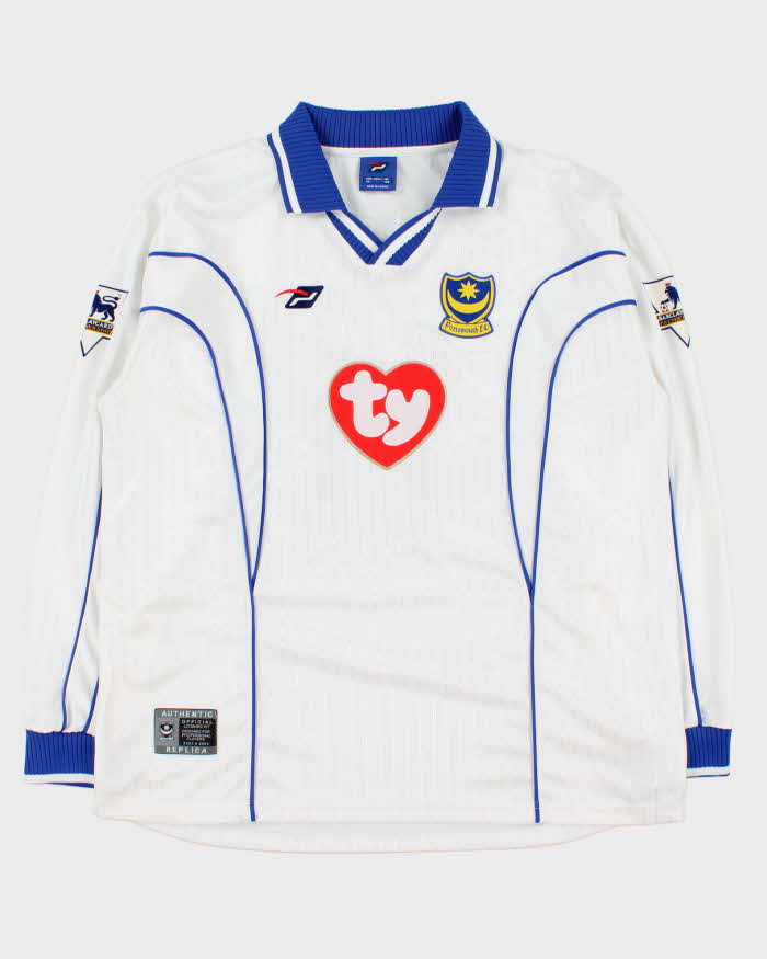 Vintage 2002-03 Portsmouth FC Nigel Quashie "11 TY Official Player Issue Long Sleeve Away Shirt - XL
