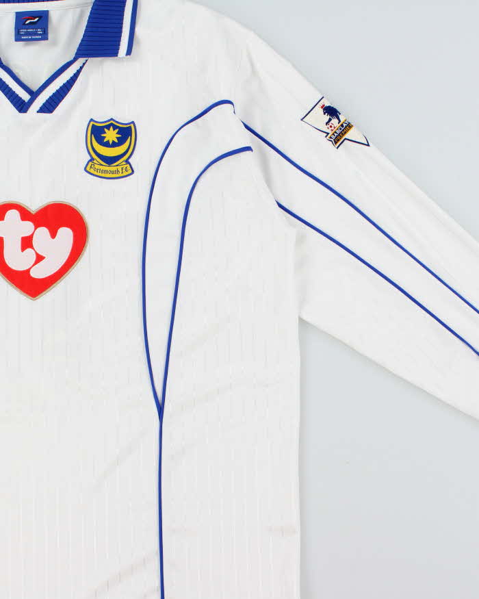 Vintage 2002-03 Portsmouth FC Nigel Quashie "11 TY Official Player Issue Long Sleeve Away Shirt - XL