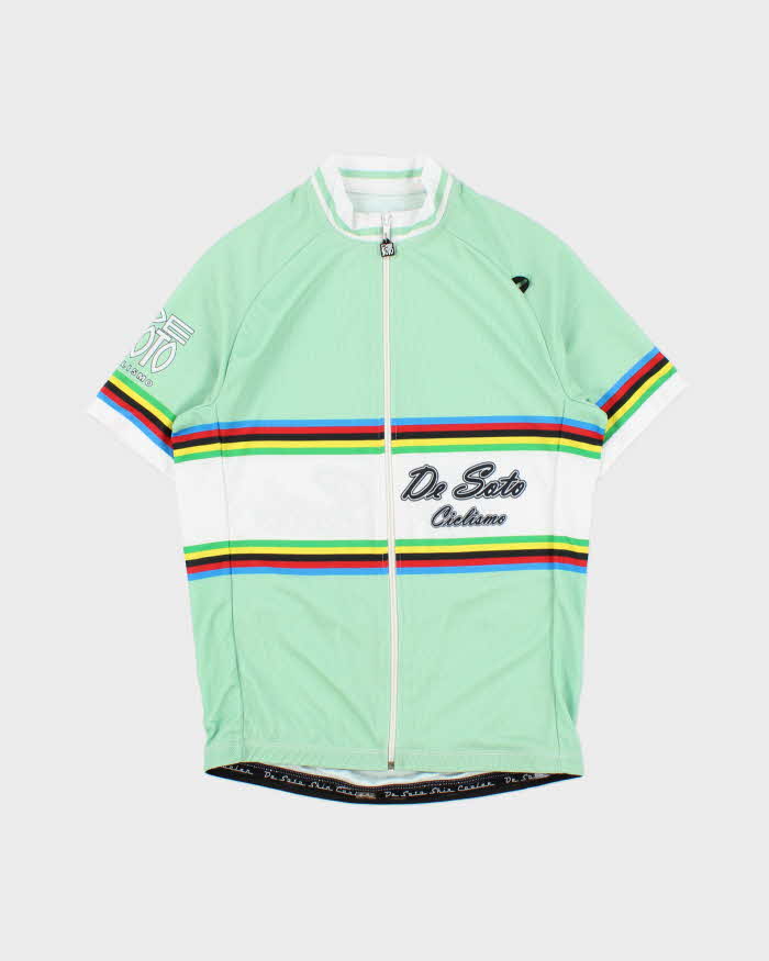 Vintage De Soto Ciclismo Made In USA Full-Zip Skin Cooler Triathlon Cycling Jersey - M