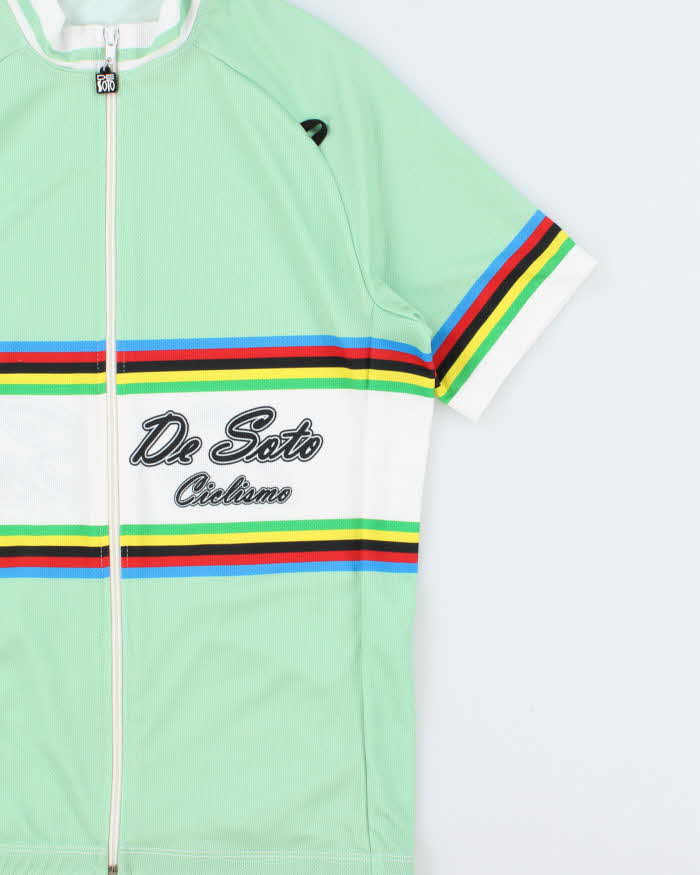 Vintage De Soto Ciclismo Made In USA Full-Zip Skin Cooler Triathlon Cycling Jersey - M
