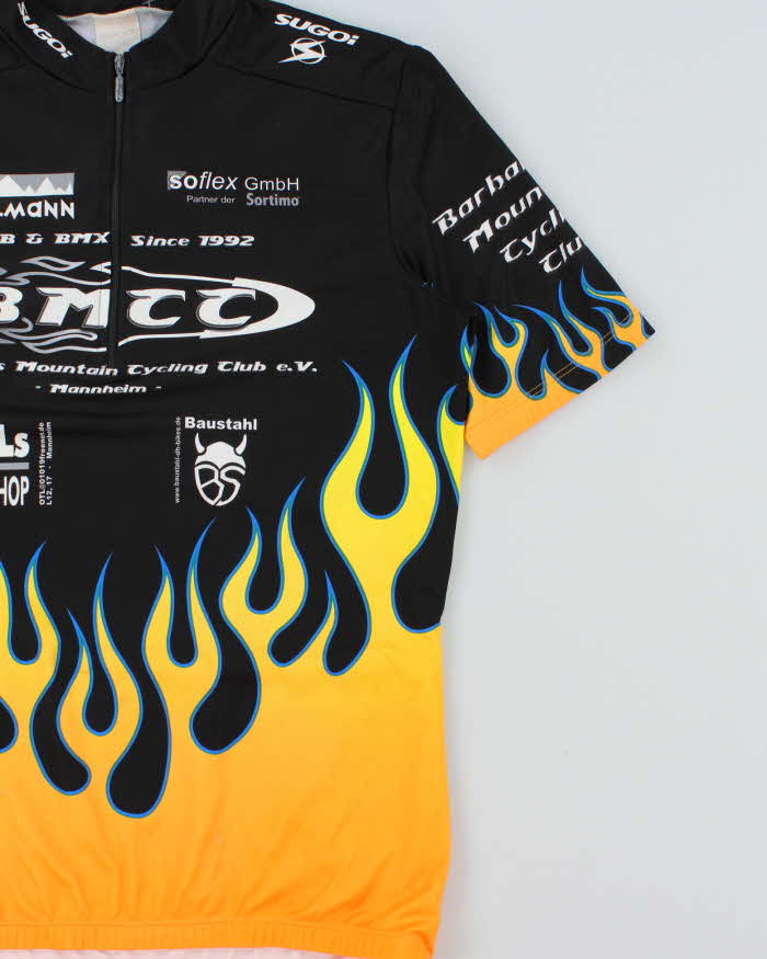 Vintage Y2K 00s Sugoi BMCC Made In Canada Quarter-Zip Flame MTB BMX Cycling Jersey - L