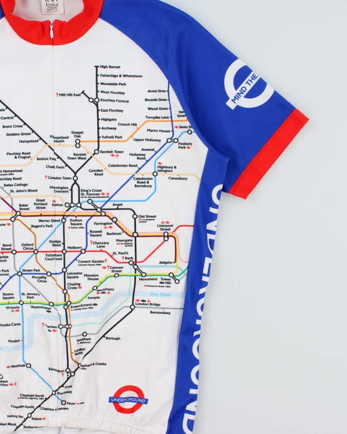 Vintage Foska TFL London Underground 3/4 Zip Pullover Cycling Jersey - M