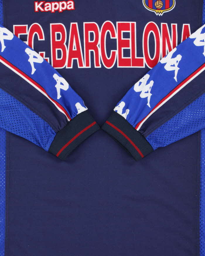 Vintage 1997-98 Kappa Barcelona FC Mesh Long Sleeve Football Training Jersey - M