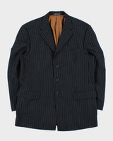 Vintage Brothers Biella Striped Wool Single Breasted Blazer - XL