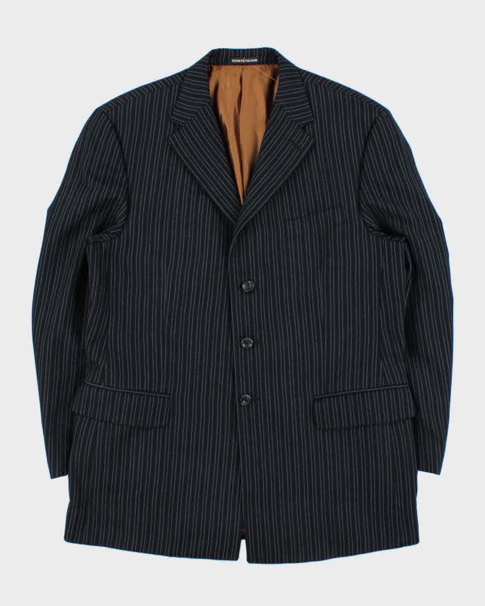 Vintage Brothers Biella Striped Wool Single Breasted Blazer - XL