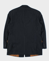 Vintage Brothers Biella Striped Wool Single Breasted Blazer - XL