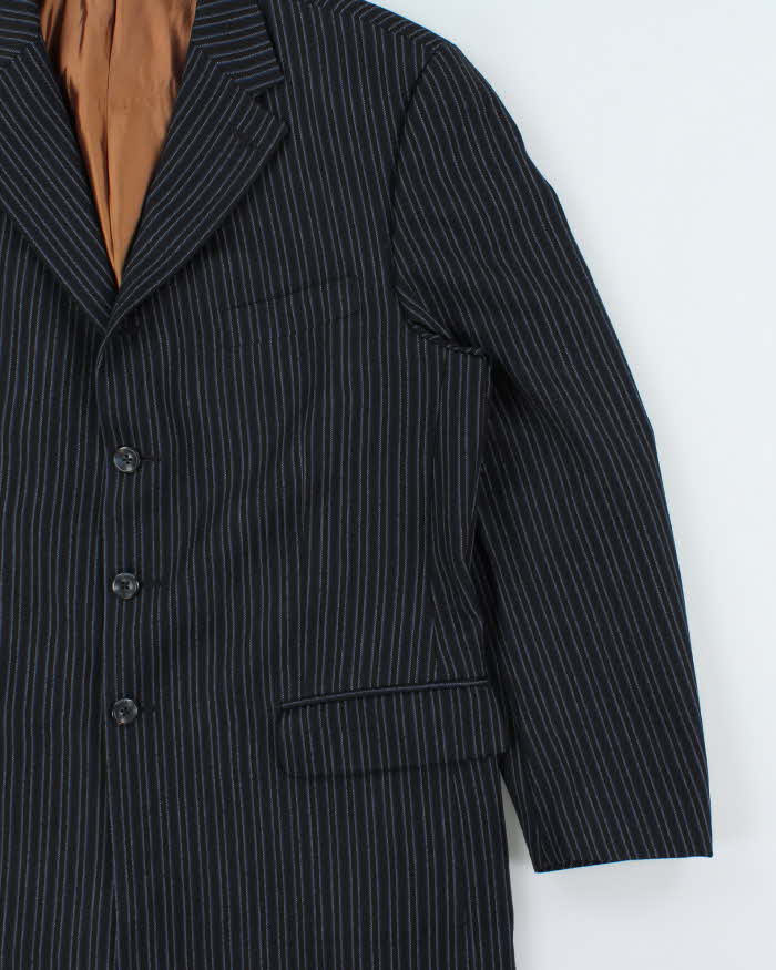 Vintage Brothers Biella Striped Wool Single Breasted Blazer - XL