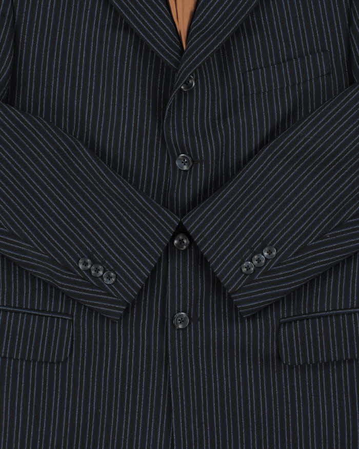 Vintage Brothers Biella Striped Wool Single Breasted Blazer - XL