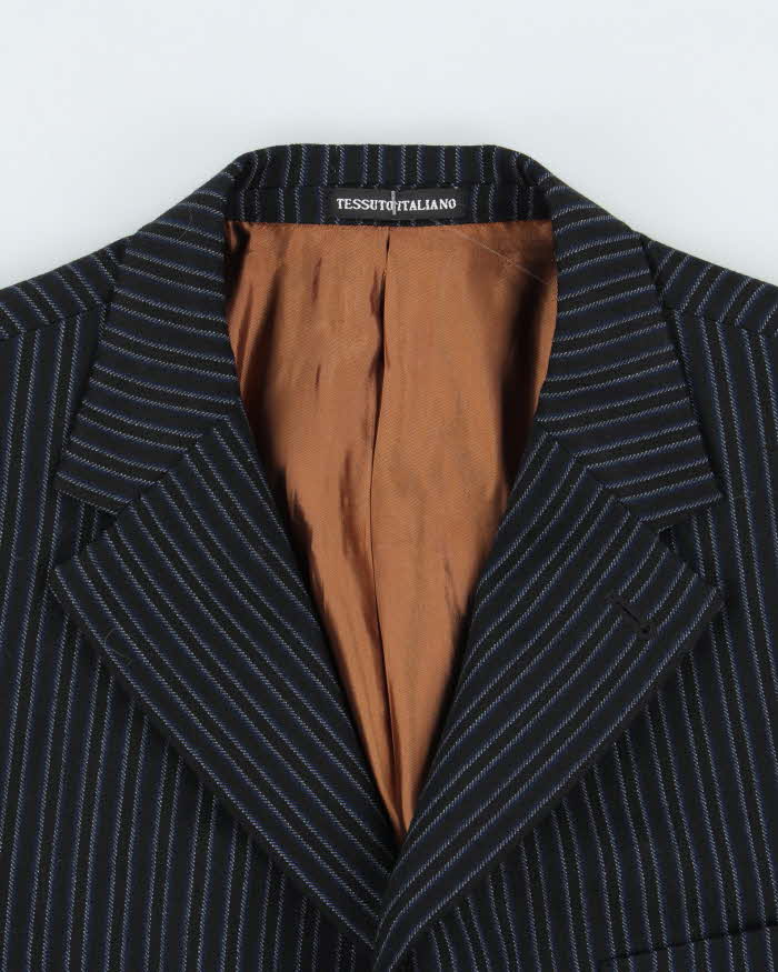 Vintage Brothers Biella Striped Wool Single Breasted Blazer - XL