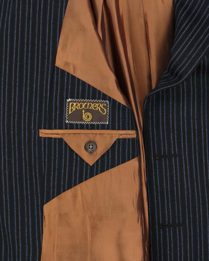 Vintage Brothers Biella Striped Wool Single Breasted Blazer - XL