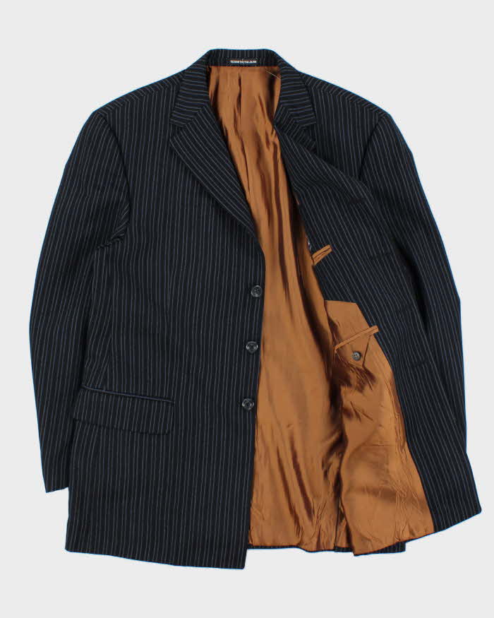 Vintage Brothers Biella Striped Wool Single Breasted Blazer - XL