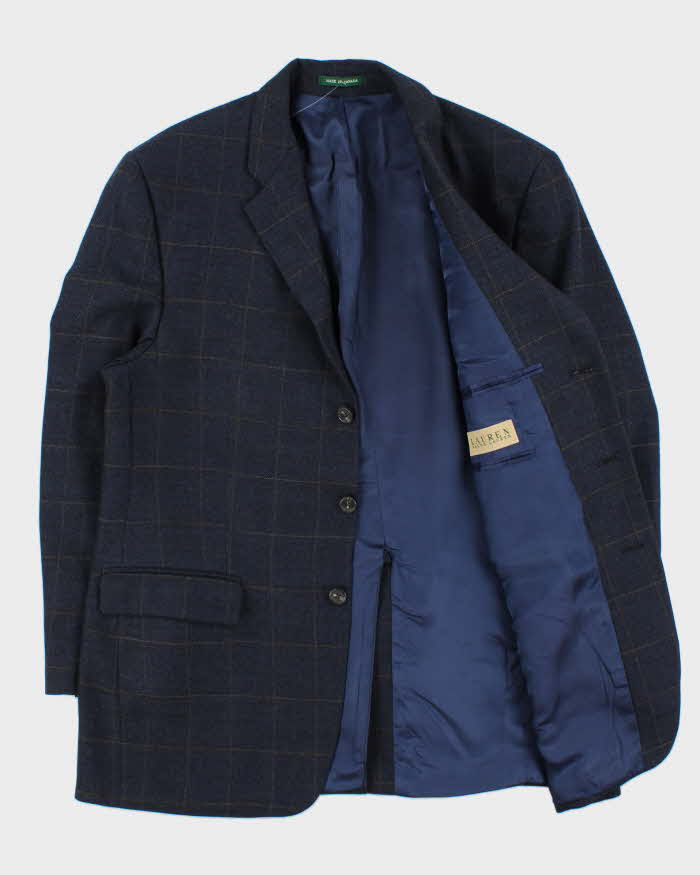 Vintage Ralph Lauren Check Wool Single Breasted Blazer - XL