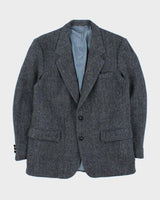 Vintage 1980s Harris Tweed Hand Woven Wool Single Breasted Blazer - L