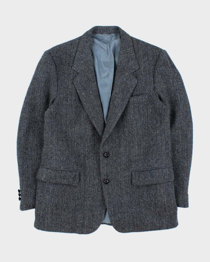 Vintage 1980s Harris Tweed Hand Woven Wool Single Breasted Blazer - L