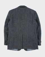 Vintage 1980s Harris Tweed Hand Woven Wool Single Breasted Blazer - L