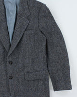 Vintage 1980s Harris Tweed Hand Woven Wool Single Breasted Blazer - L