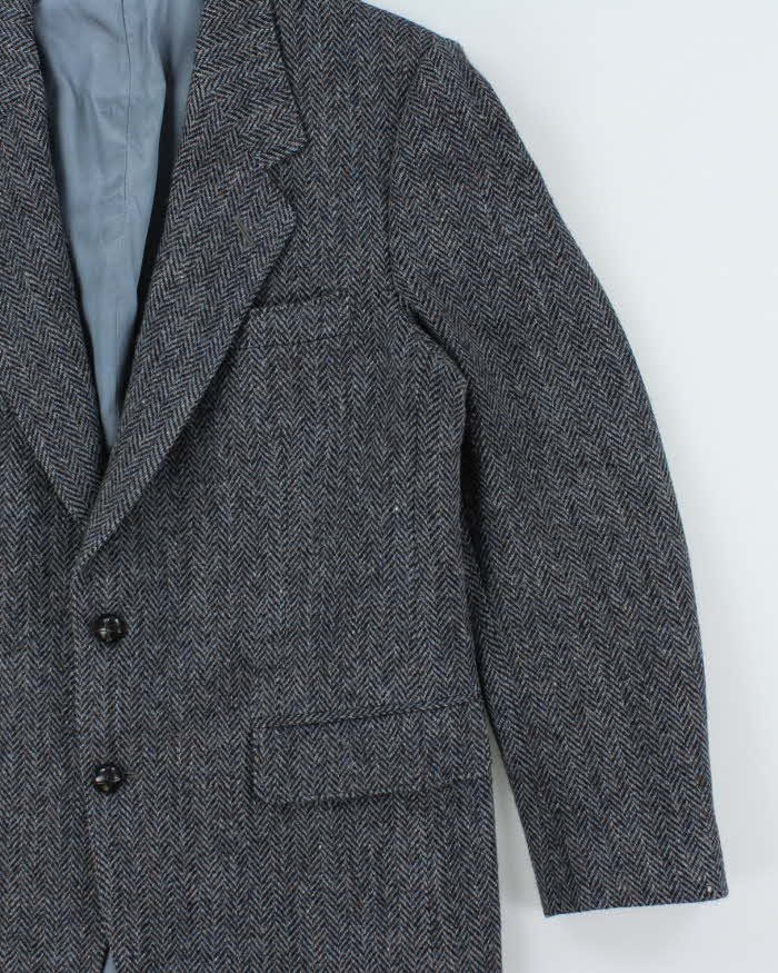 Vintage 1980s Harris Tweed Hand Woven Wool Single Breasted Blazer - L