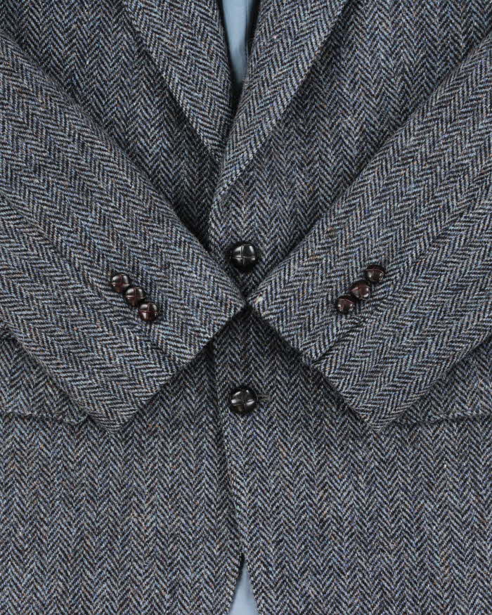 Vintage 1980s Harris Tweed Hand Woven Wool Single Breasted Blazer - L