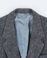 Vintage 1980s Harris Tweed Hand Woven Wool Single Breasted Blazer - L