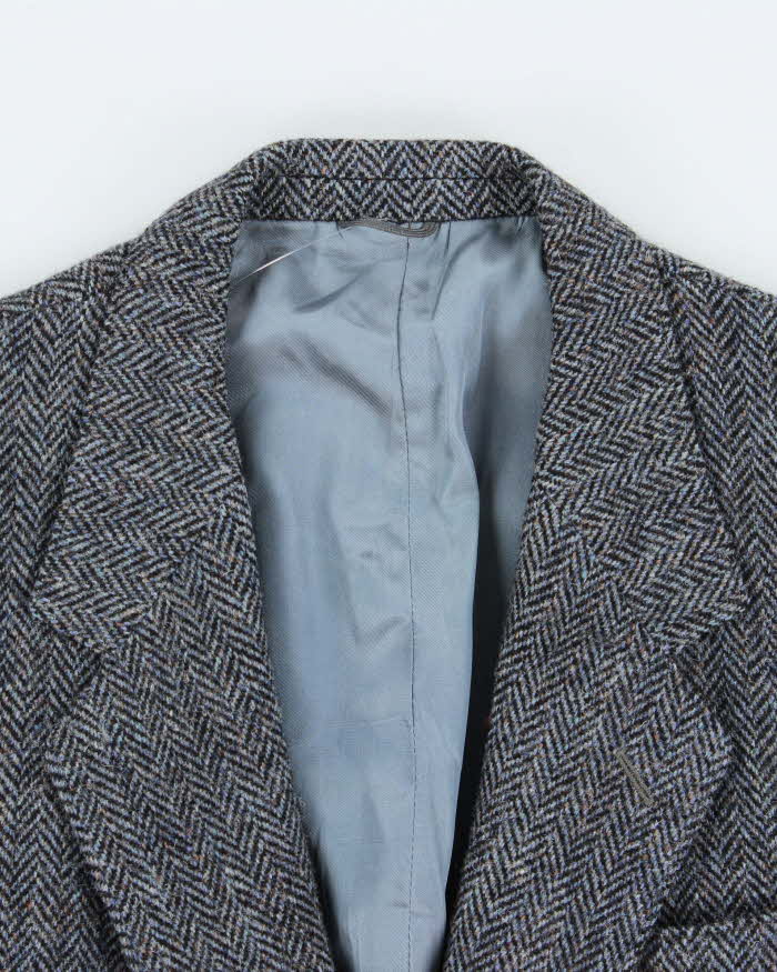 Vintage 1980s Harris Tweed Hand Woven Wool Single Breasted Blazer - L