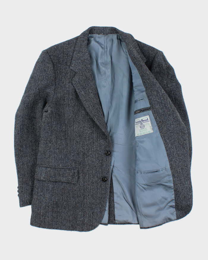 Vintage 1980s Harris Tweed Hand Woven Wool Single Breasted Blazer - L