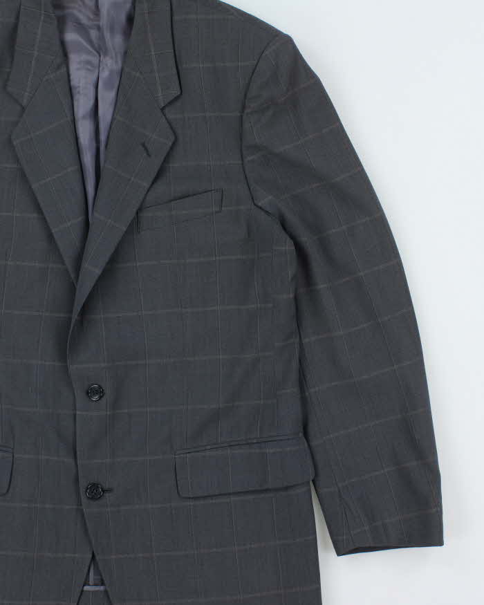 Vintage 1980s Yves Saint Laurent Check Wool Single Breasted Blazer - M