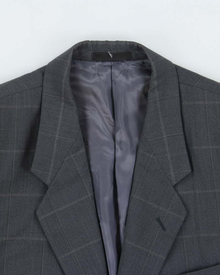 Vintage 1980s Yves Saint Laurent Check Wool Single Breasted Blazer - M