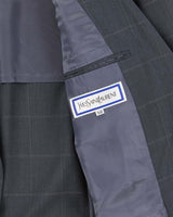 Vintage 1980s Yves Saint Laurent Check Wool Single Breasted Blazer - M