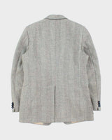 Vintage 1980s Harris Tweed Hand Woven Wool Single Berated Single Breasted Blazer - M