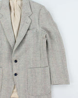 Vintage 1980s Harris Tweed Hand Woven Wool Single Berated Single Breasted Blazer - M