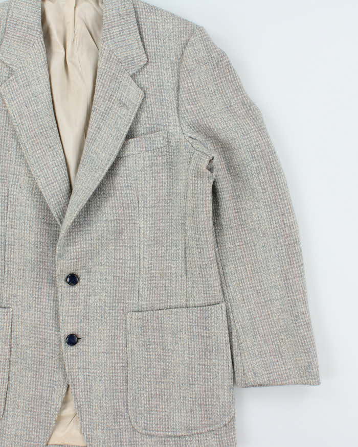 Vintage 1980s Harris Tweed Hand Woven Wool Single Berated Single Breasted Blazer - M