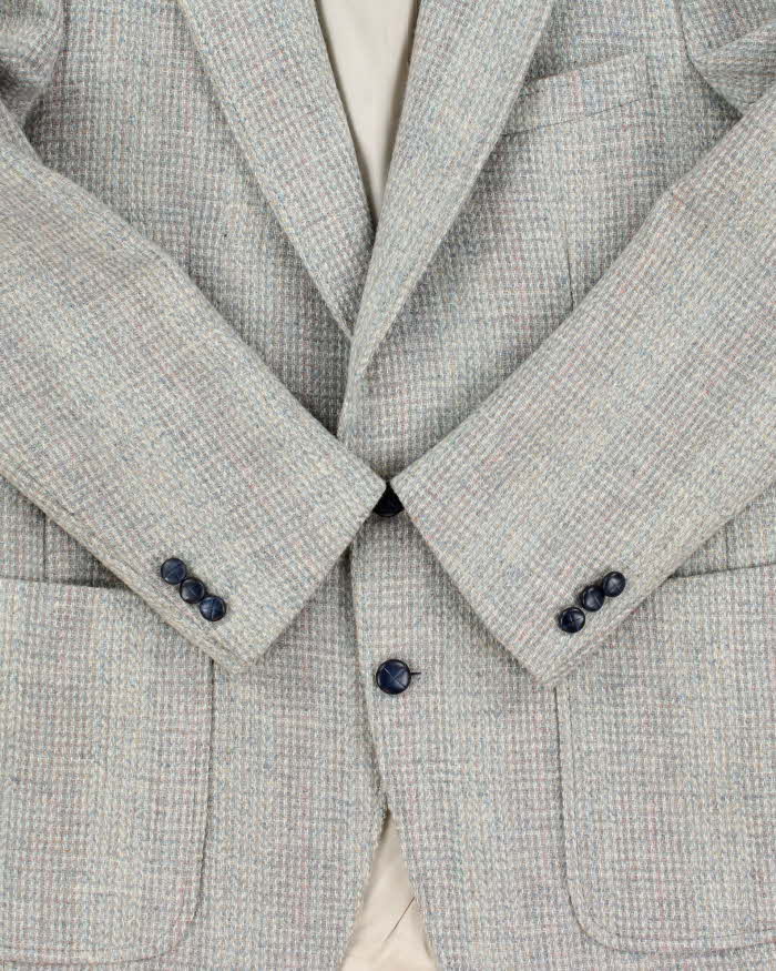 Vintage 1980s Harris Tweed Hand Woven Wool Single Berated Single Breasted Blazer - M