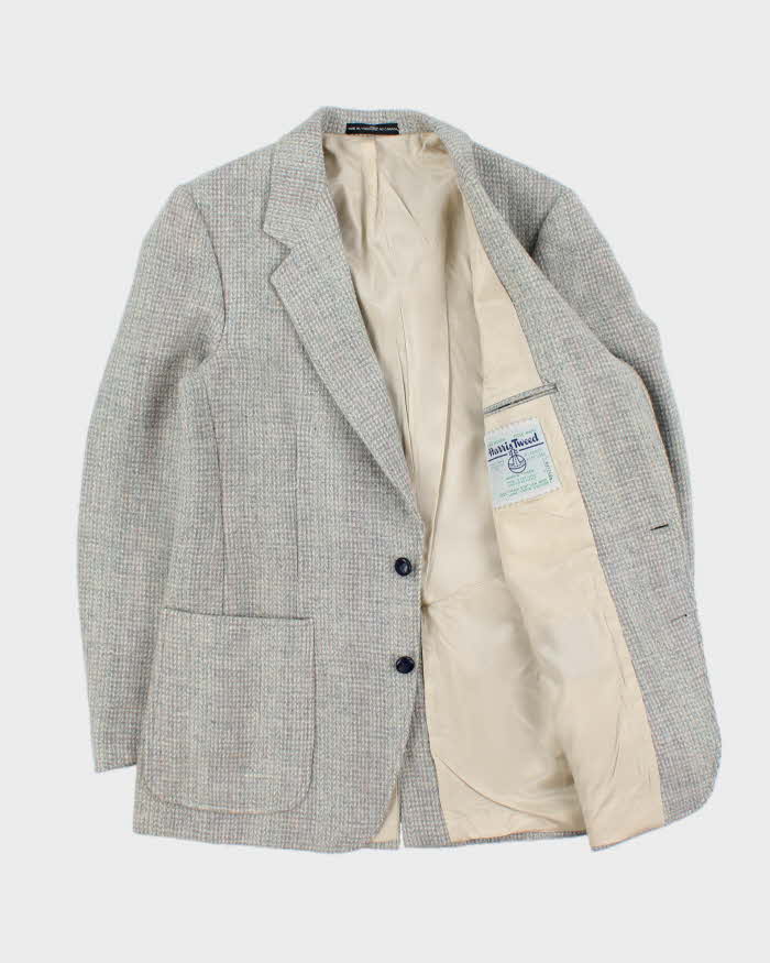 Vintage 1980s Harris Tweed Hand Woven Wool Single Berated Single Breasted Blazer - M