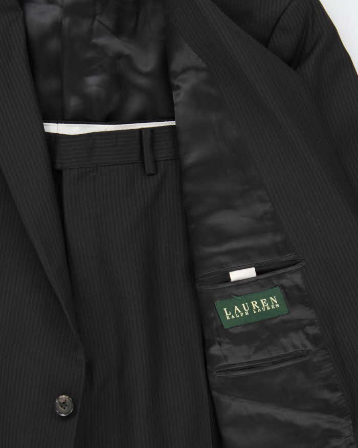 Vintage Lauren Ralph Lauren Wool Pinstripe Single Breasted Relaxed Straight Leg Two-Piece Suit - XL